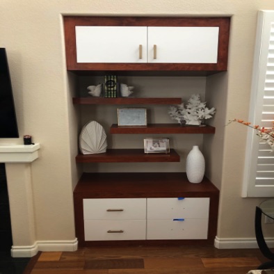 Built in cabinets and shelves.  